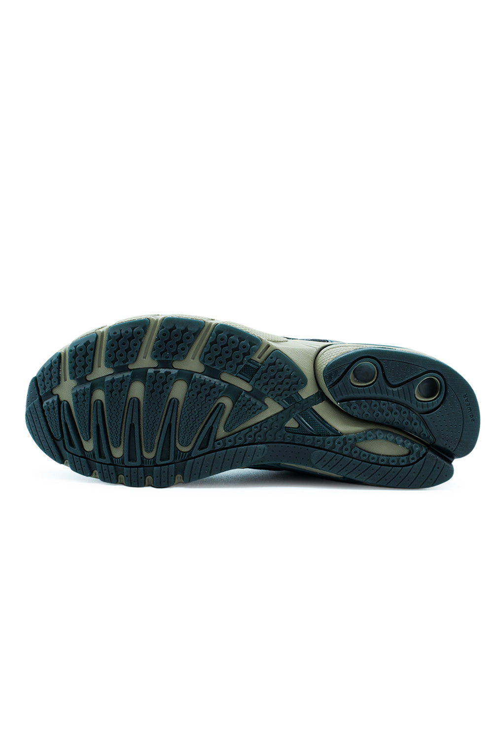 Outsole view Adidas Adistar Control 5 sneaker featuring durable rubber traction pattern, EVA cushioning platform and ADIPRENE+ forefoot technology for impact absorption