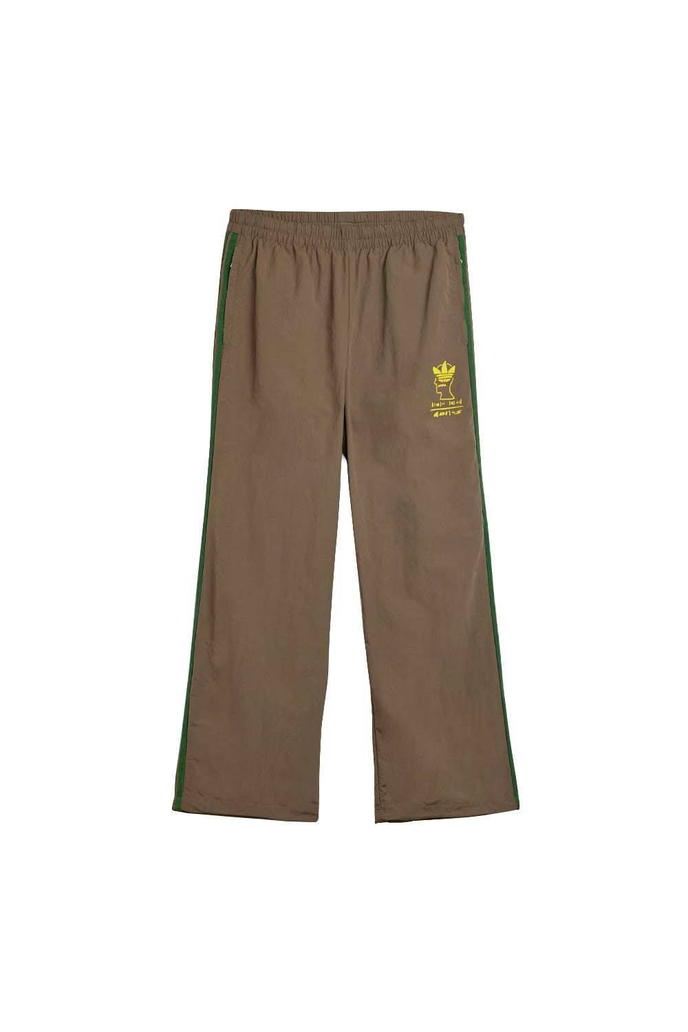 Adidas x Brain Dead Track Pants JN2410 in Branch mit auffälligem Grafikprint und sportlichem Nylon-Look.