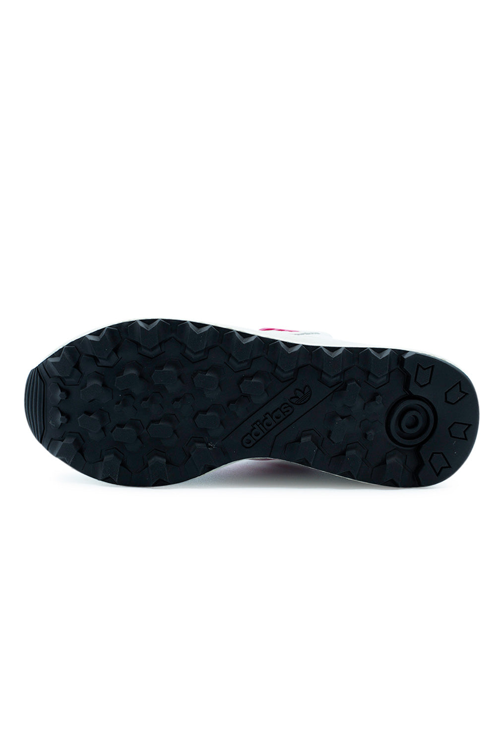 Bottom view of the adidas Originals Oregon Ultra Tech KI7560 displaying the durable black rubber outsole with aggressive traction pattern, engineered for everyday grip while preserving the classic vintage running sneaker heritage.