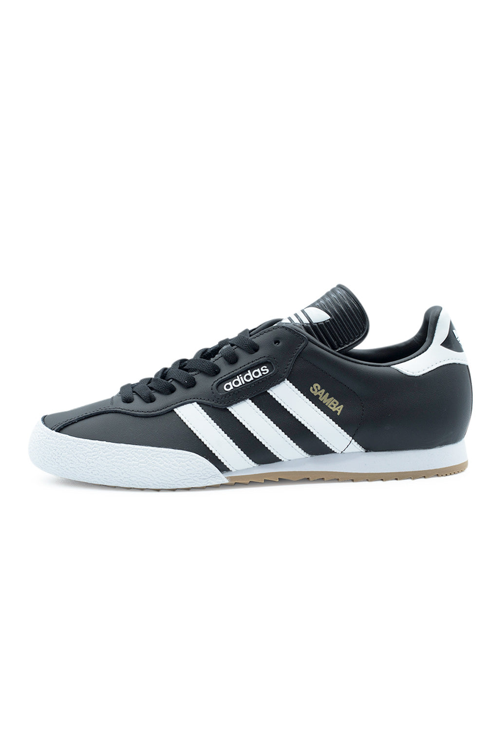 adidas Samba Super Black – zeitloser Sneaker mit schwarzem Leder-Obermaterial, weißen Three-Stripes und verstärkter Gummi-Zehenkappe