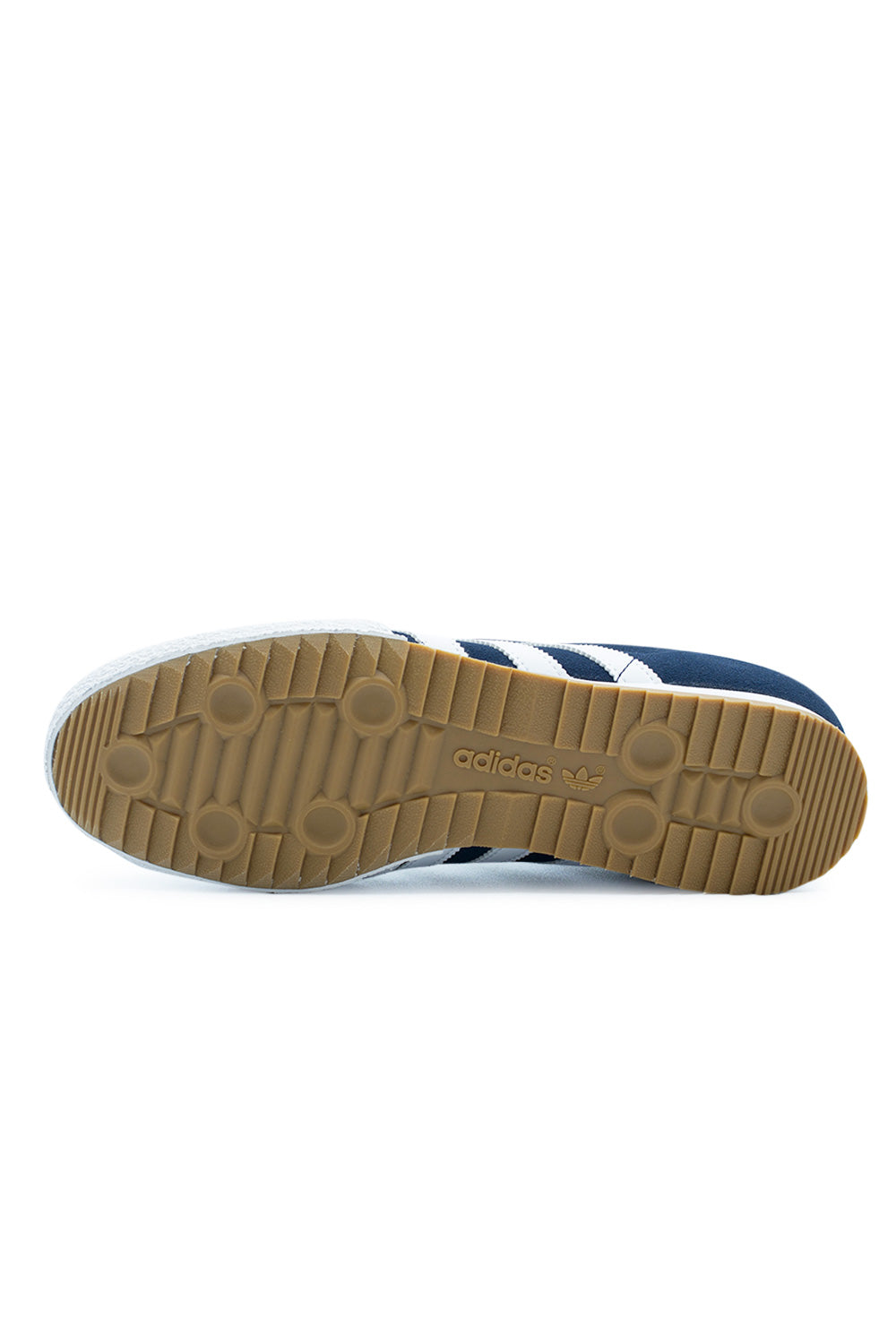Sohle des adidas Samba Super Navy – rutschfeste, langlebige Außensohle mit Fischgrätenmuster für maximale Traktion auf jedem Untergrund