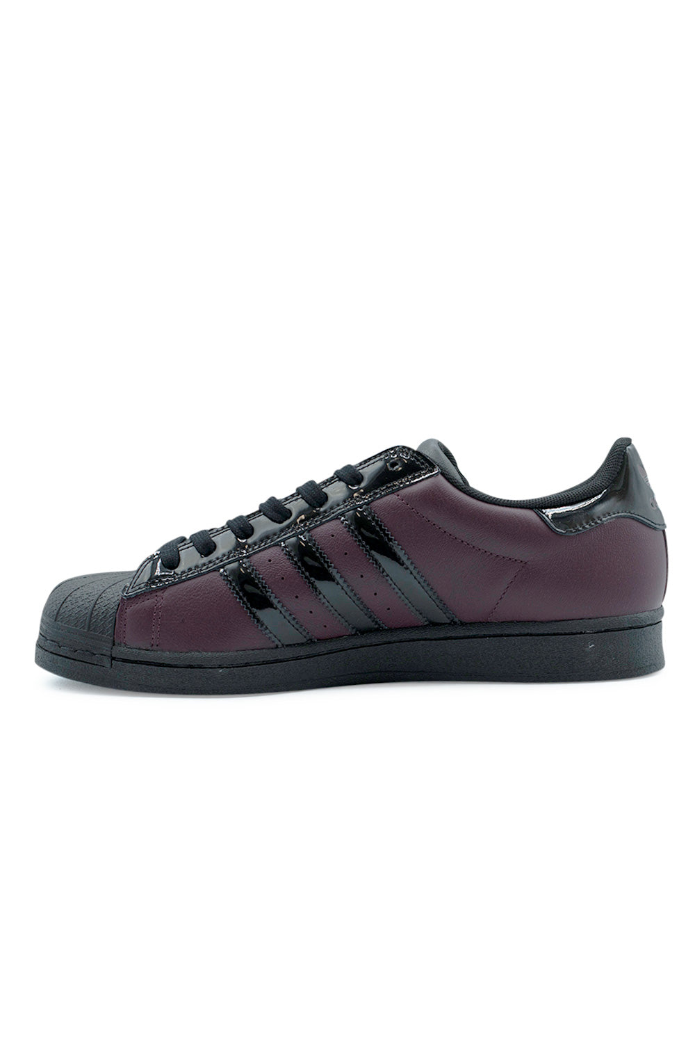 Bottom outsole Adidas Superstar ADV skate shoe showing herringbone tread pattern for grip, durable rubber sole optimized for board control and street skating