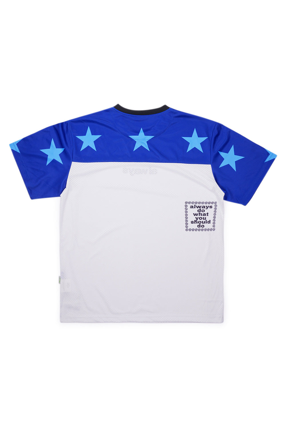 "Always Football Jersey – Blaues Mesh-Trikot mit weißen Stern-Details für authentische Retro-Vibes"