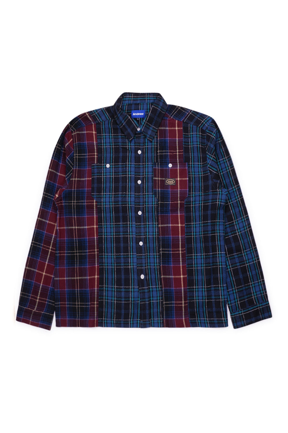 Andrew Miami Patchwork Flannel Navy - BONKERS