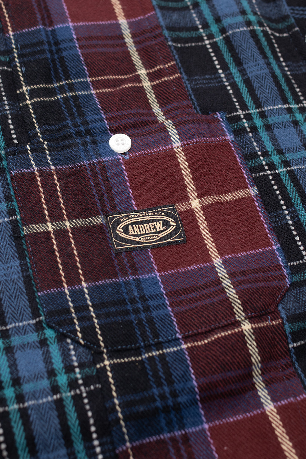 Andrew Miami Patchwork Flannel Navy - BONKERS