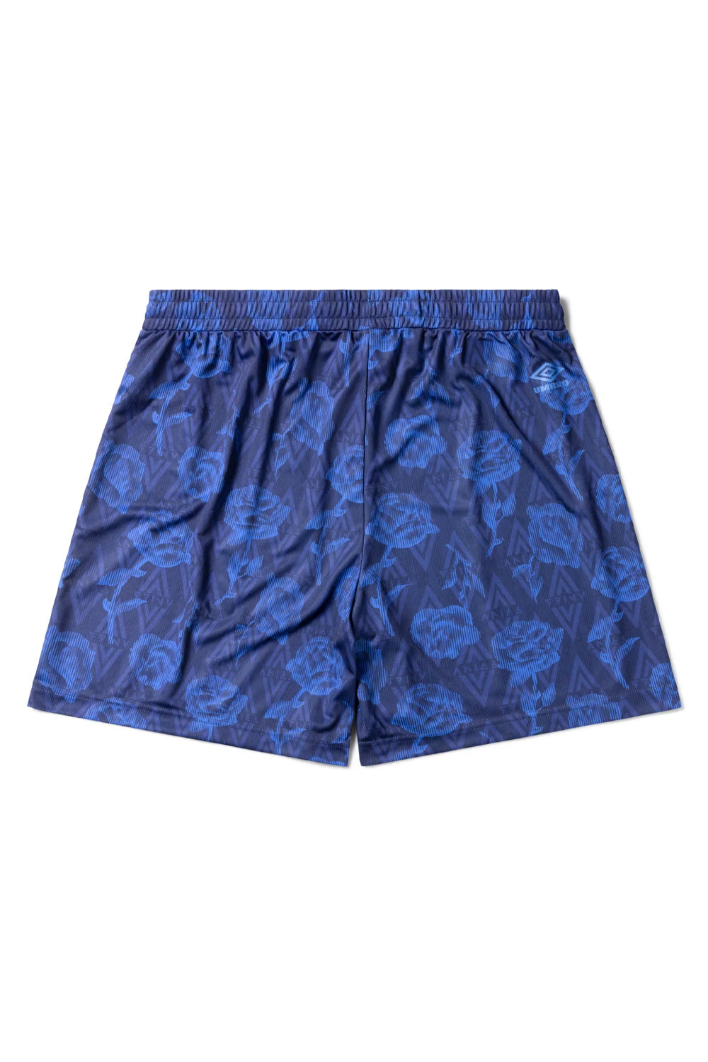 "Aries x Umbro Roses Football Shorts Blue – Blaue Shorts mit floralen Rosenmotiven, perfekt für sportliche Freizeit-Outfits"