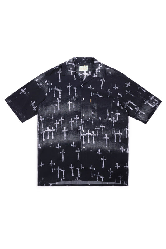 Aries Graveyard Hawaiian Shirt Black - BONKERS
