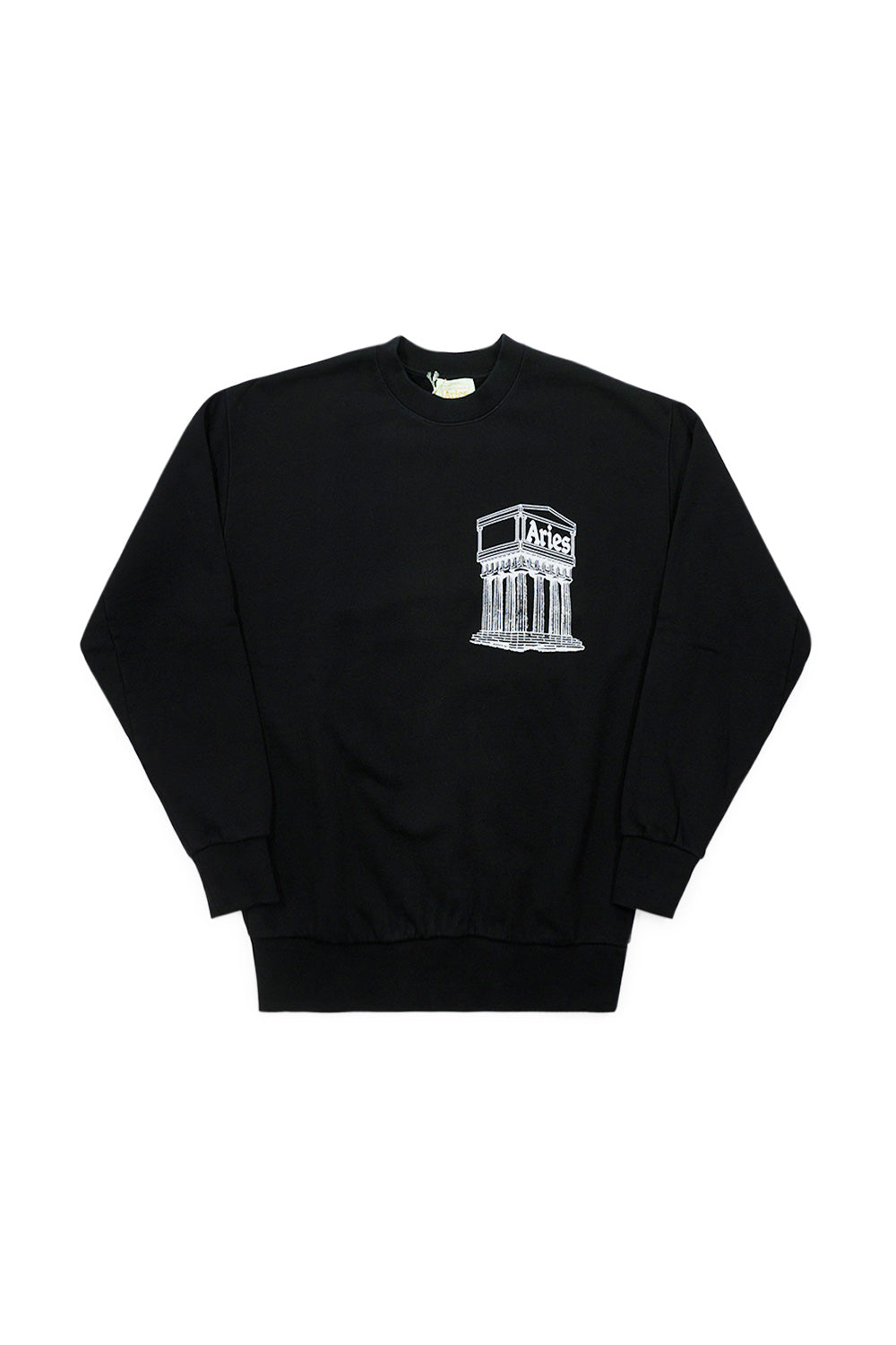 "Aries Mega Temple Sweatshirt Black – Stilvolles schwarzes Sweatshirt mit großem Temple-Logo für einen urbanen Streetwear-Look"