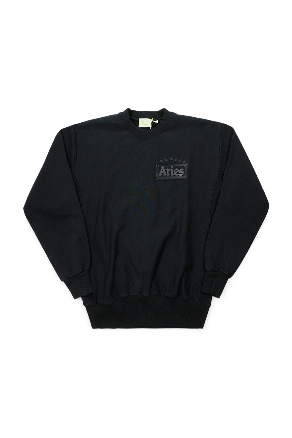 "Aries Premium Temple Sweatshirt Black – Schwarzes Sweatshirt mit hochwertiger Logo-Stickerei auf der Brust"