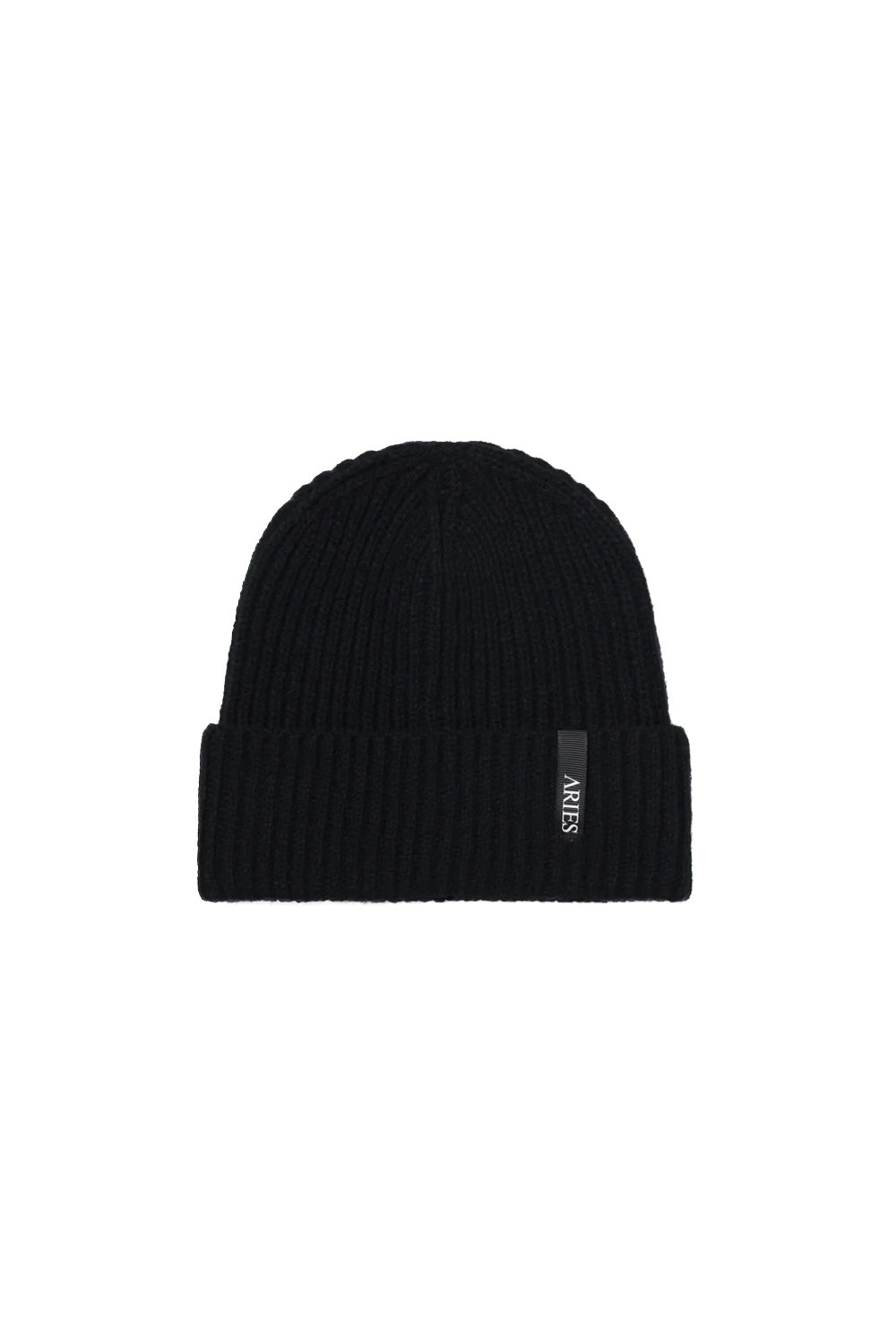 "Aries Rib Beanie Black – stylische schwarze Strickmütze mit hochwertigem Rippstrick-Design"