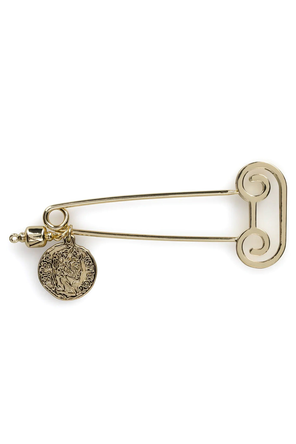 Aries Column Safety Pin Gold – Stilvoller goldener Sicherheitsnadel-Schmuck von Aries, perfekt für kreative Mode und als markantes Accessoire für jedes Outfit.