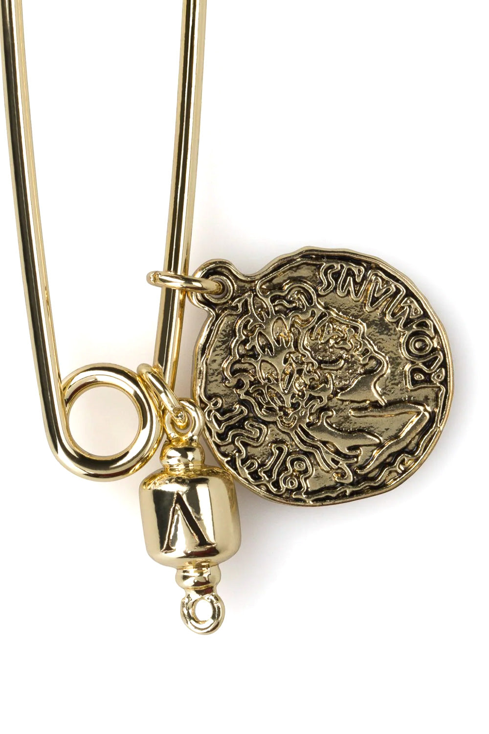 Aries Column Safety Pin Gold – Luxus-Sicherheitsnadel in Gold von Aries, ein einzigartiges Schmuckstück für trendbewusste Menschen mit einem Sinn für außergewöhnliche Mode.