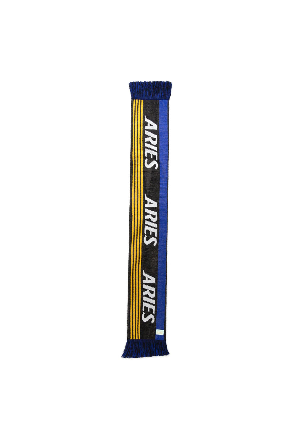 "Aries Credit Card Scarf Black – Schwarzer Strickschal mit auffälligem Aries-Logo und Kreditkarten-Design"