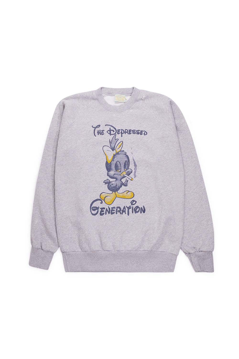 Aries Destroyed Weedie Pie Raglan Sweat Light Grey Marl – Hochwertiges Sweatshirt aus 100 % Baumwolle mit individueller Färbung und weicher, gebürsteter Innenseite für maximalen Komfort.