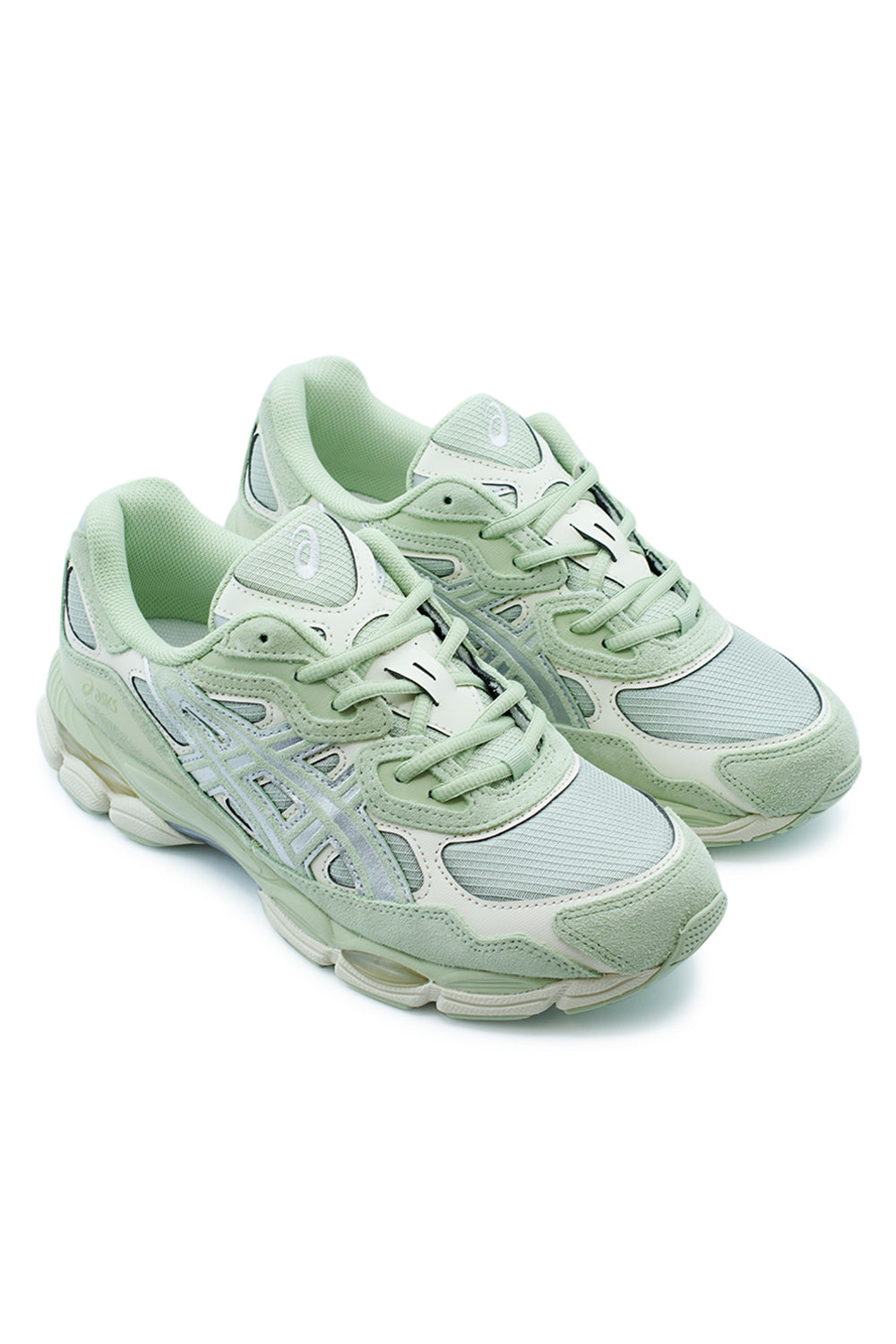 ASICS Gel-NYC lifestyle runners in Sage Forest and Pure Silver blending archival performance design with modern sneaker culture aesthetics