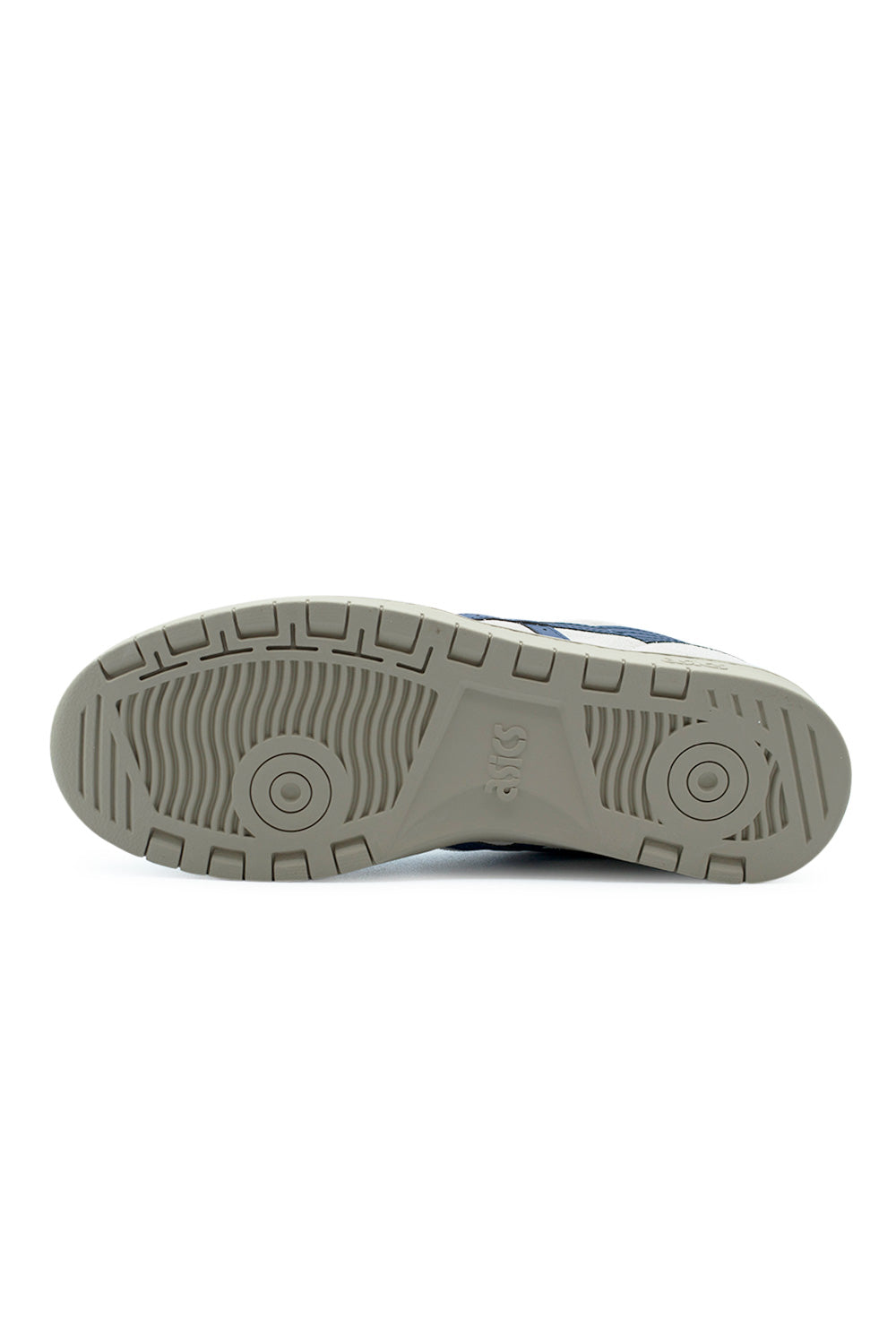outsole view Asics Japan Pro skate shoe featuring durable rubber traction pattern, pivot circles and fully stitched cupsole for maximum grip and board control