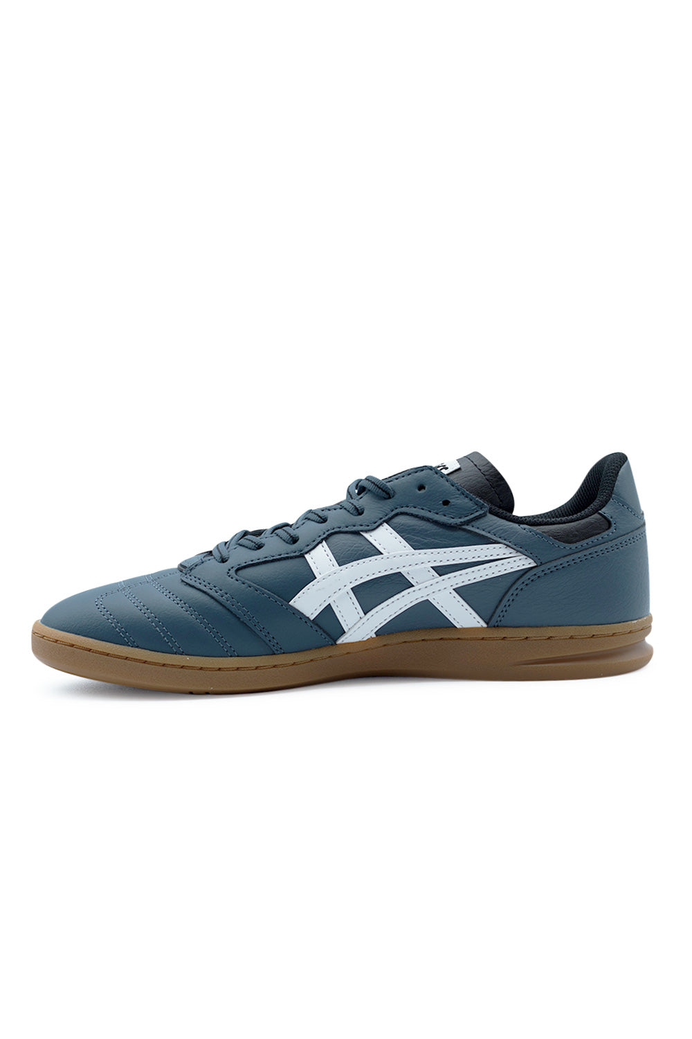 angled perspective Asics Skate Leggerezza FB low-top skate shoe with full grain leather upper, reinforced stitching and flexible cupsole built for precision skating and durability
