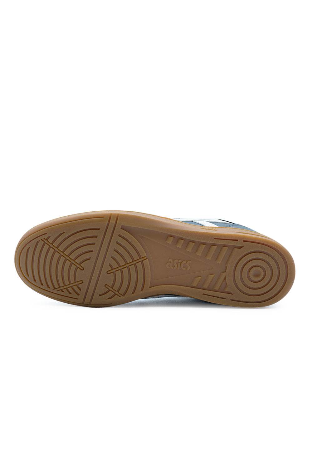 outsole detail Asics Leggerezza FB skateboarding shoe featuring gum rubber traction pattern, pivot circle grip and stitched cupsole for maximum board control and traction