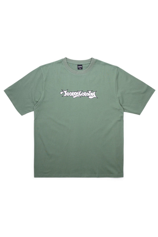 Baglady Bootleg Throw Up T-Shirt Sage Green - BONKERS
