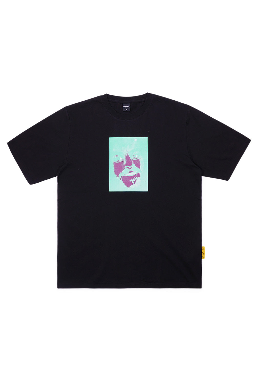 "Vorderansicht des Baglady Composure T-Shirts – hochwertiges schwarzes Shirt mit kreativen Grafiken für modernes Streetwear"