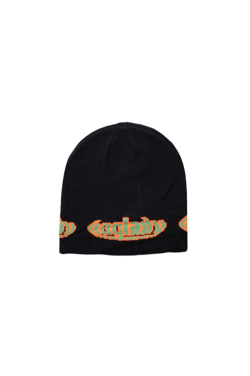 "Baglady Whole World Beanie Schwarz – trendige schwarze Mütze mit auffälligem 'Whole World' Stickerei für einen modernen Streetwear-Look"