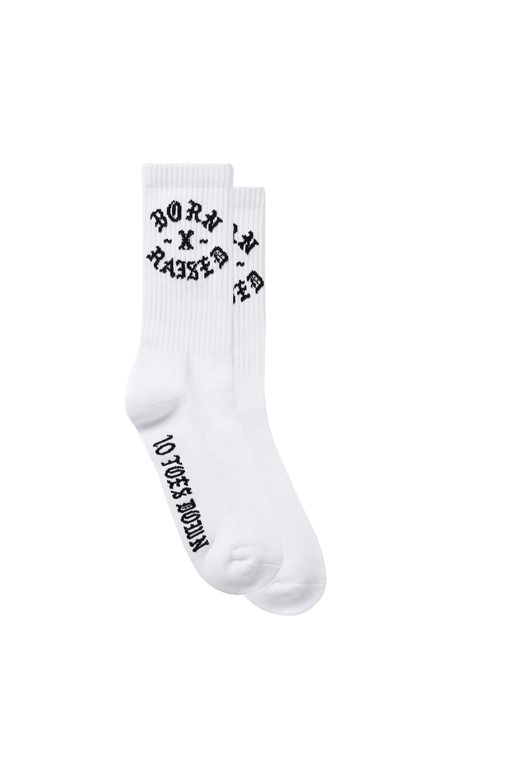 Born X Raised 10 Toes Down Rocker Socks White - BONKERS