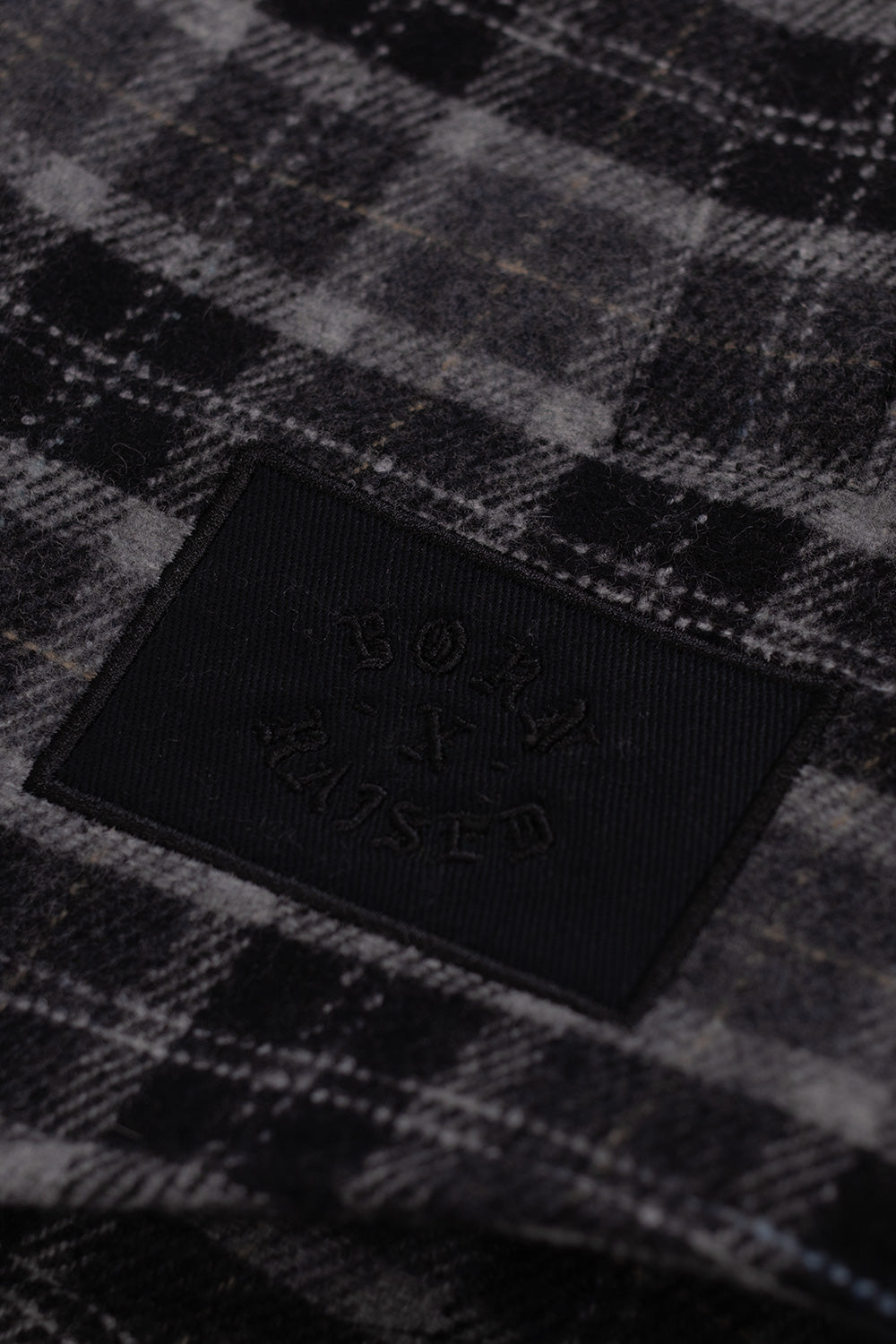Born X Raised Embroidered Flannel Shirt Jacket Grey / Black - BONKERS