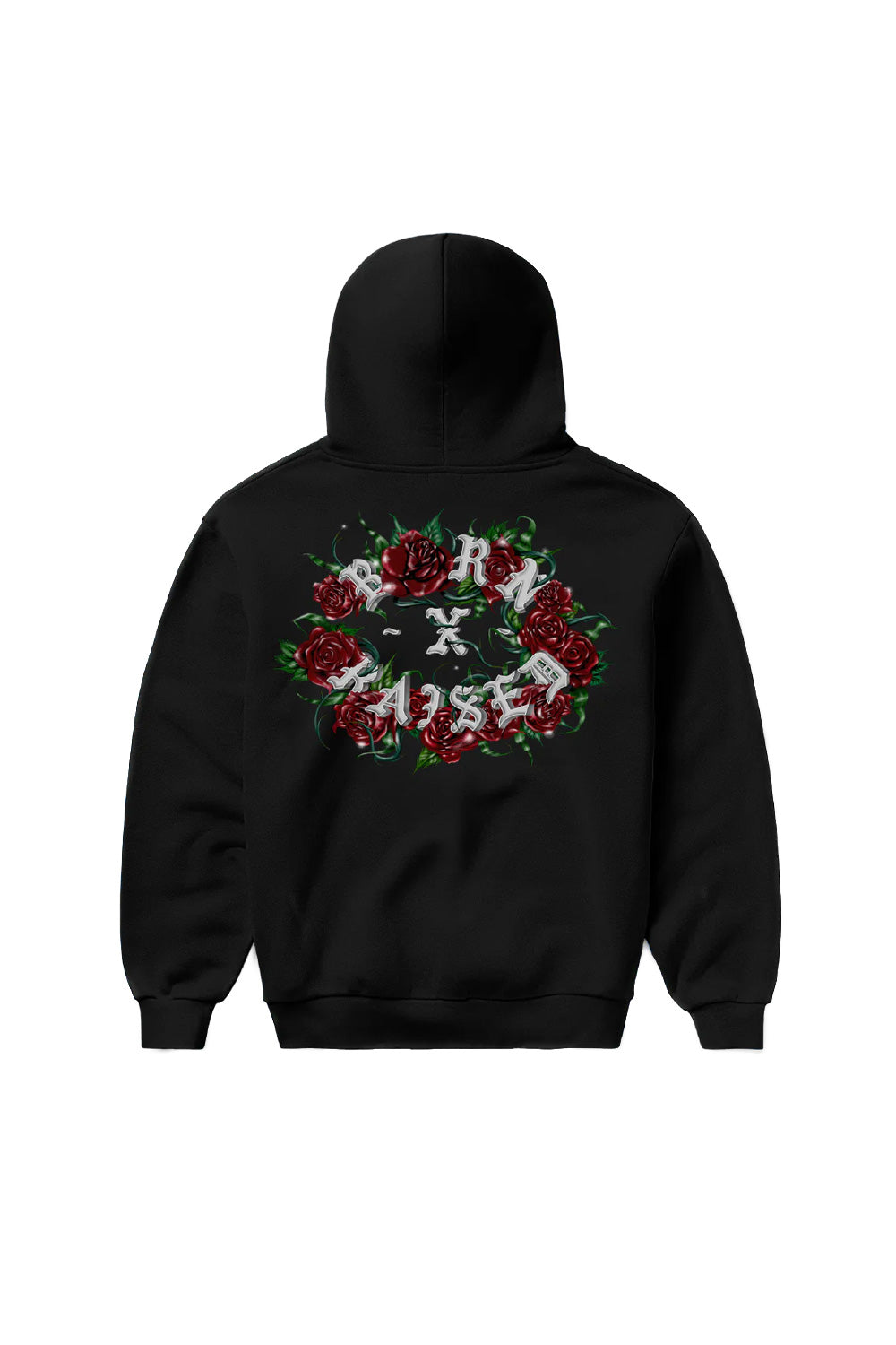 Born X Raised Roses Rocker Hoodie Black - BONKERS