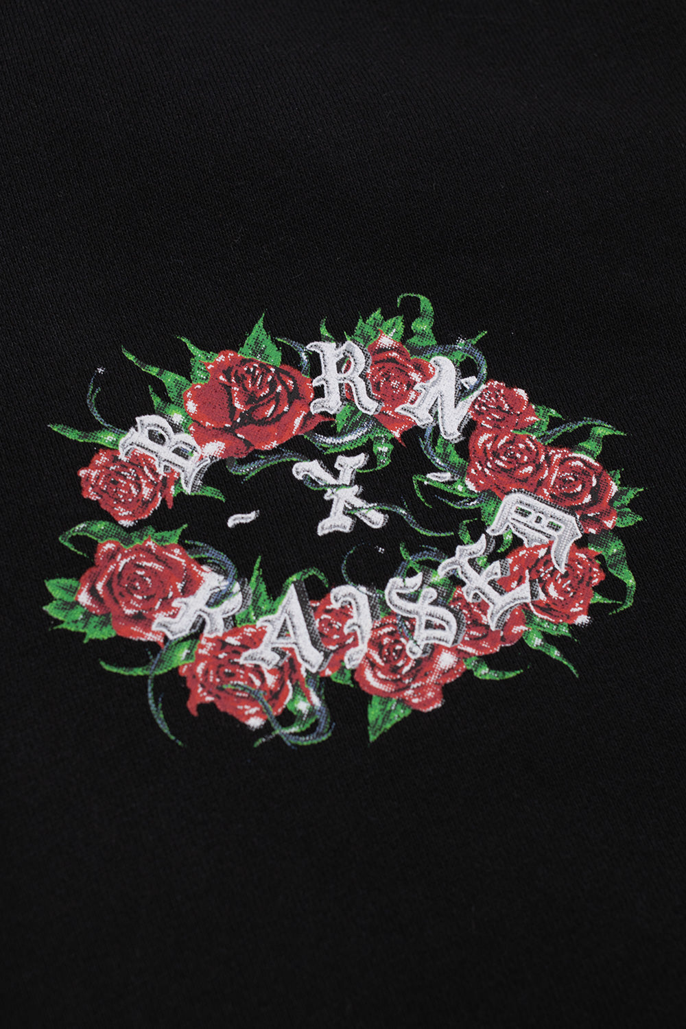 Born X Raised Roses Rocker Hoodie Black - BONKERS