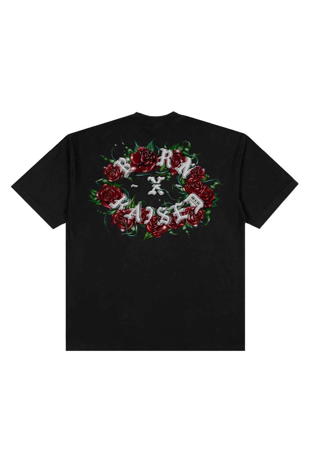 Born X Raised Roses Rocker T-Shirt Black - BONKERS