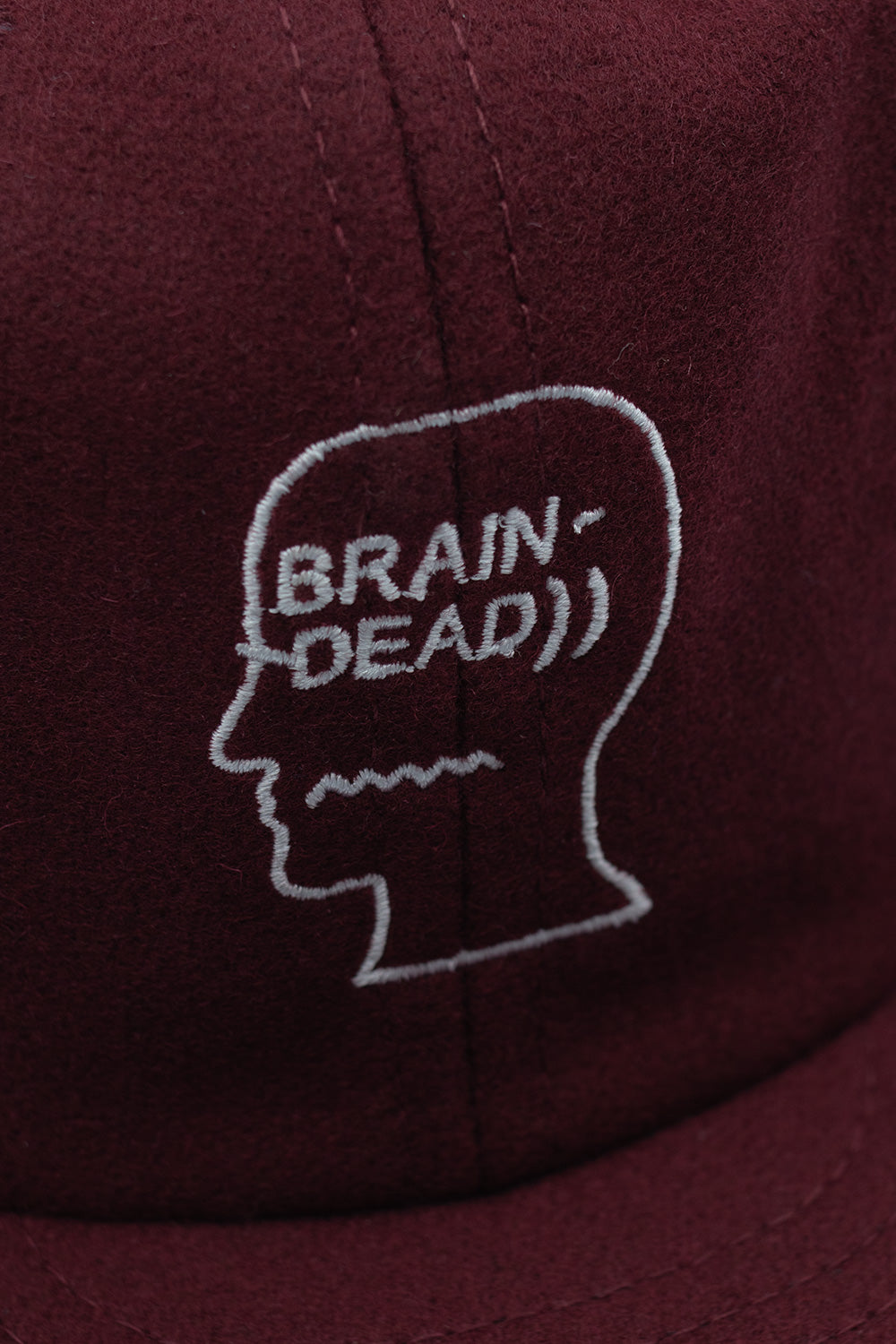 Brain Dead Flannel Classic Logohead 6 Panel Cap Burgundy - BONKERS