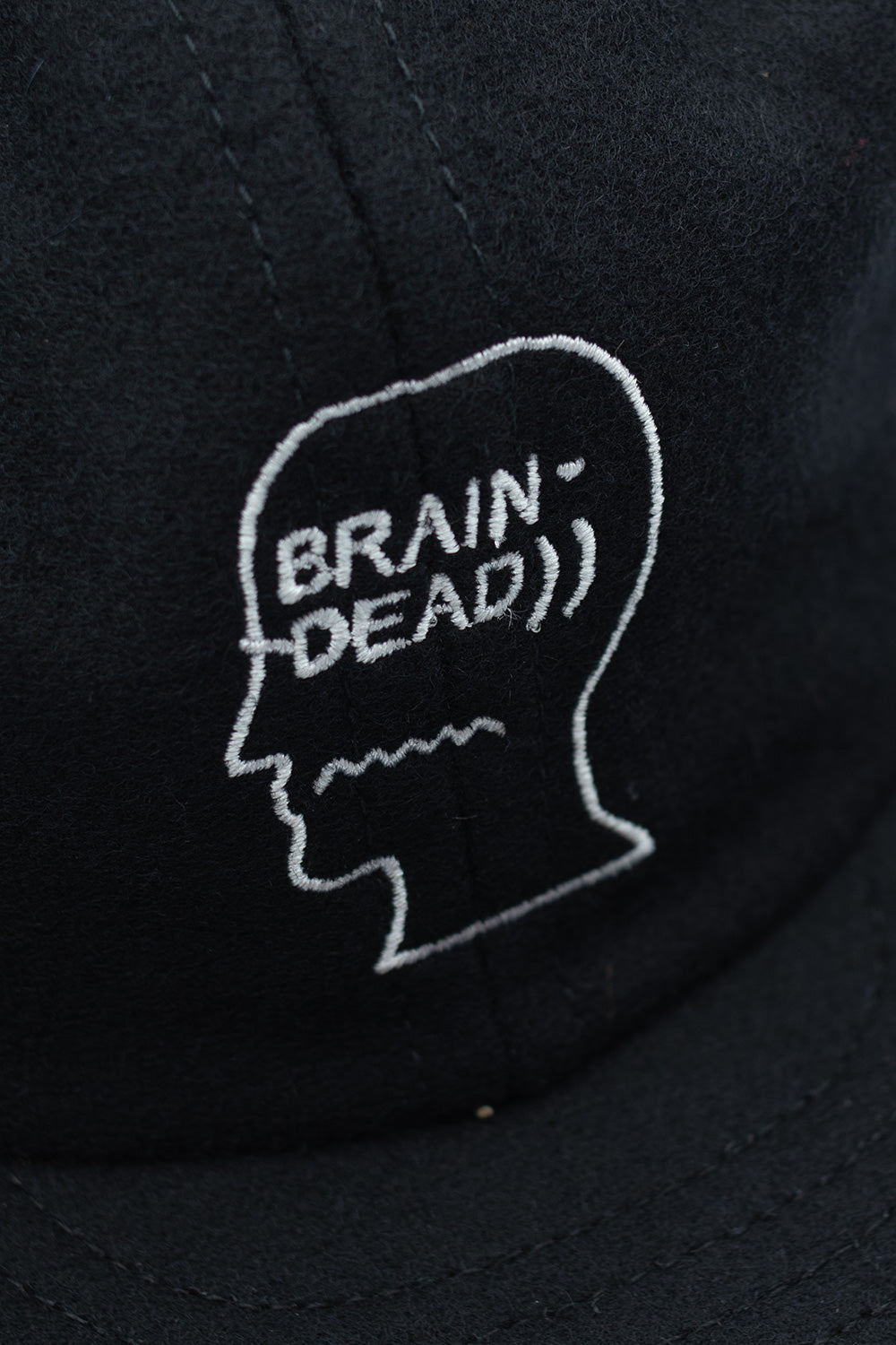 Brain Dead Flannel Logohead 6 Panel Cap Black - BONKERS