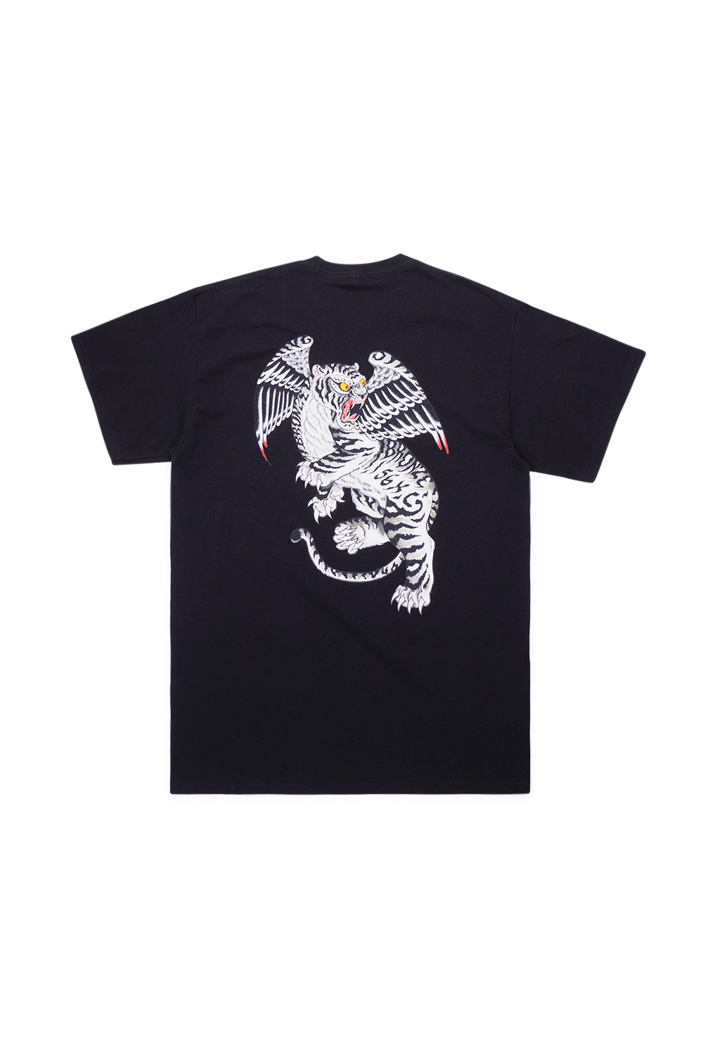 "Rückansicht des Bronze 56K Tiger Pocket T-Shirts – minimalistischer Look mit dezentem Logo"