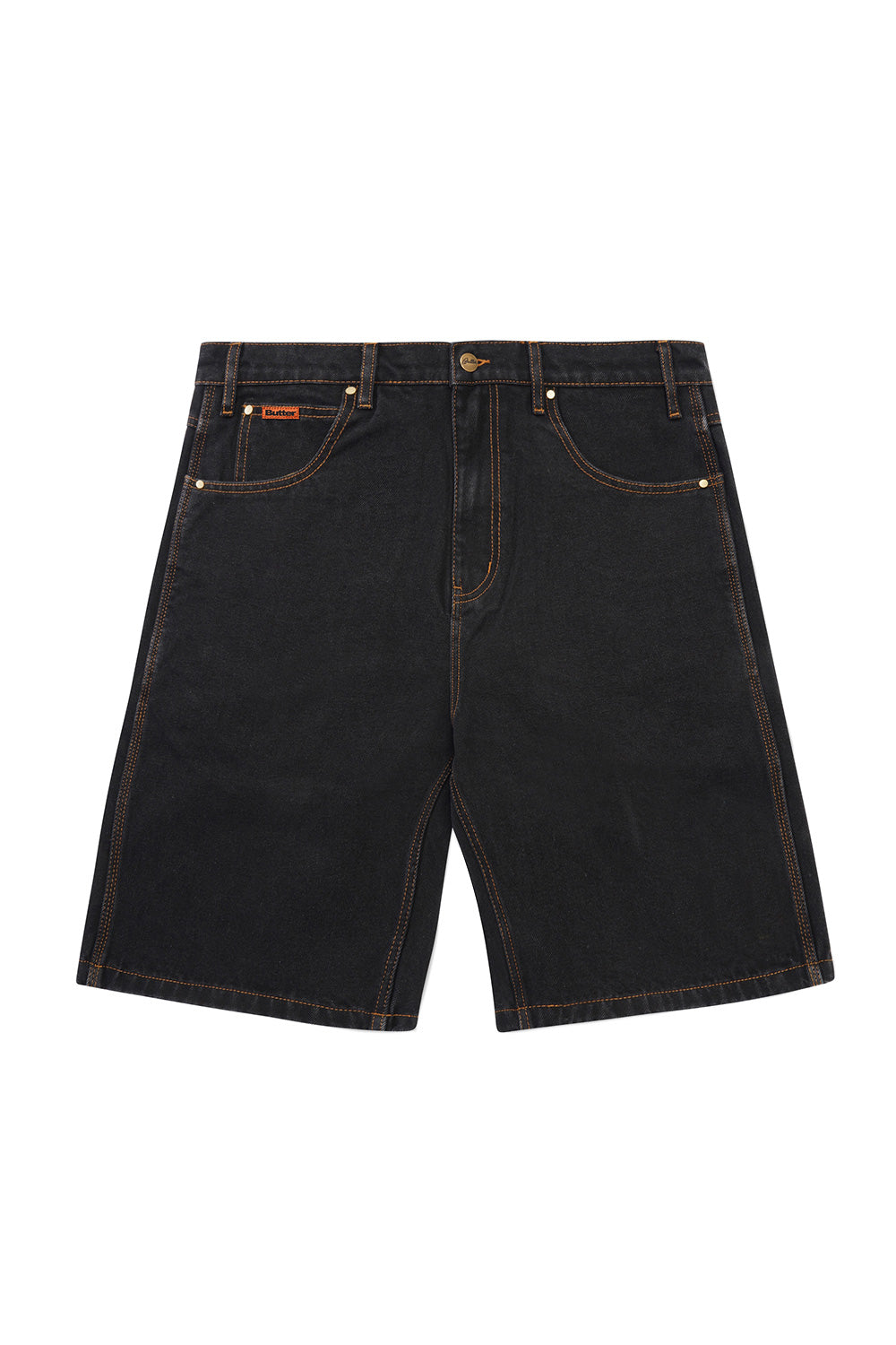 "Detailansicht der Butter Goods Baggy Denim in gewaschenem Schwarz – stylishe, lockere Passform und authentische Waschung"