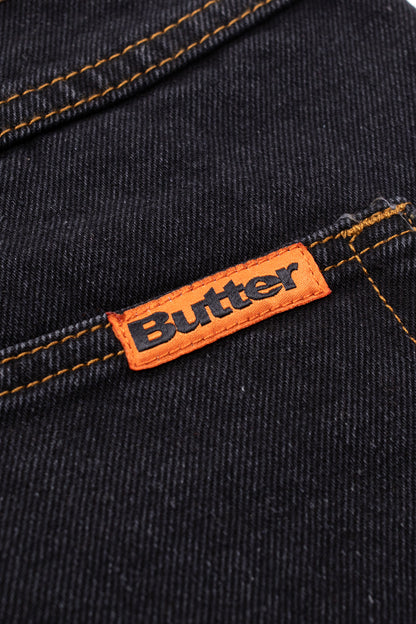 Butter Goods Baggy Denim Short Washed Black - BONKERS