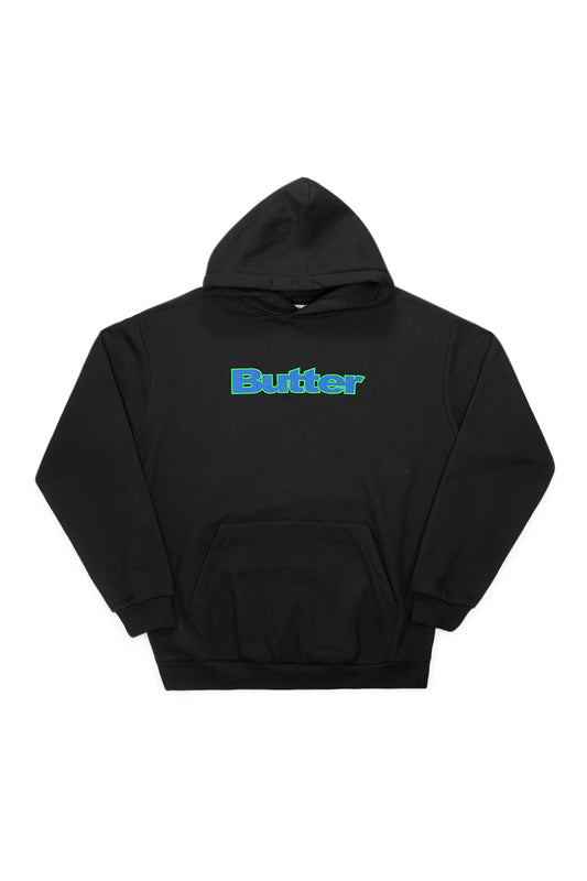 Butter Goods Logo Applique Pullover Hood Black - BONKERS