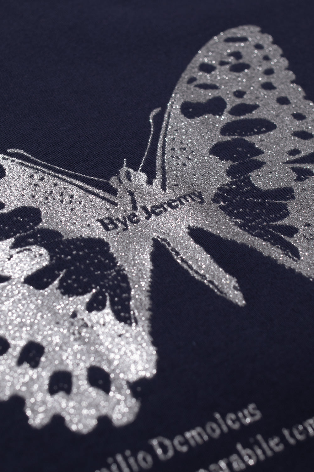 Bye Jeremy Silver Butterfly T-Shirt Navy