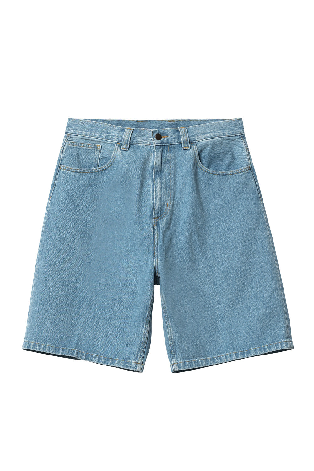 Carhartt WIP Brandon Shorts Blau Stone Bleached – Robuste Shorts aus 100 % Baumwolle mit Low Crotch, verstärkten Nähten und Stone Bleached Finish für einen einzigartigen Look.