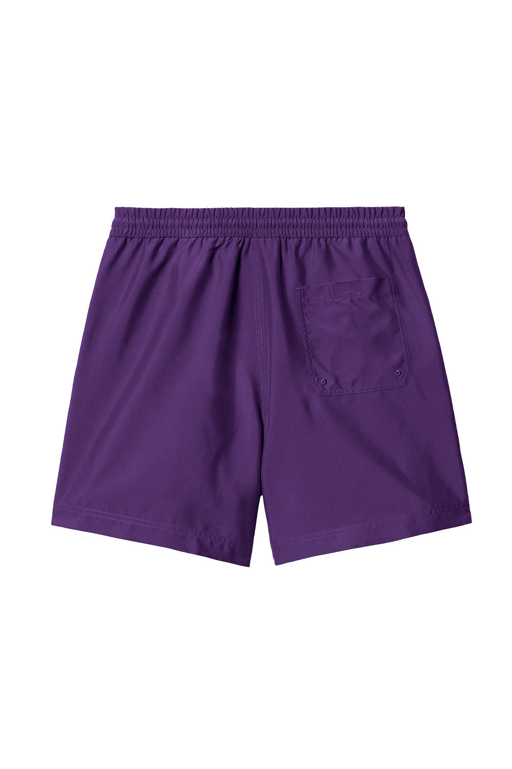 "Rückansicht der Carhartt WIP Chase Swim Trunks in Tyrian Gold – schlichte Badehose mit einer Gesäßtasche und klassischem Design"