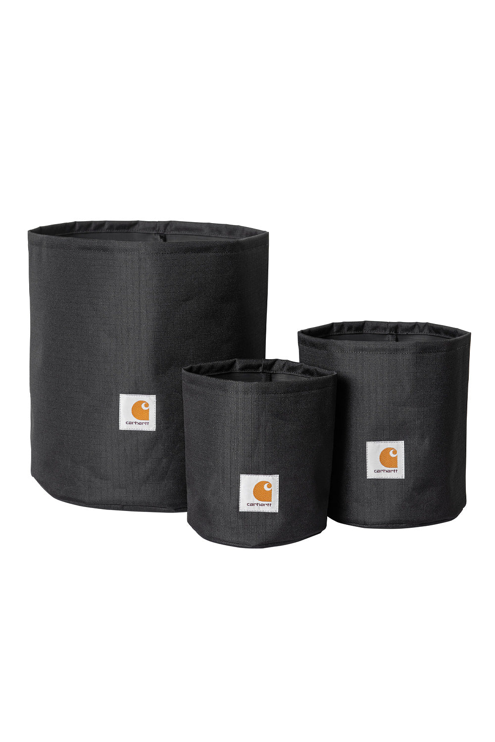 "Carhartt WIP Groundworks Pflanzgefäß-Set in Schwarz – Set aus drei unterschiedlich großen, wasserabweisenden Pflanzgefäßen aus Polyester-Ripstop-Gewebe"