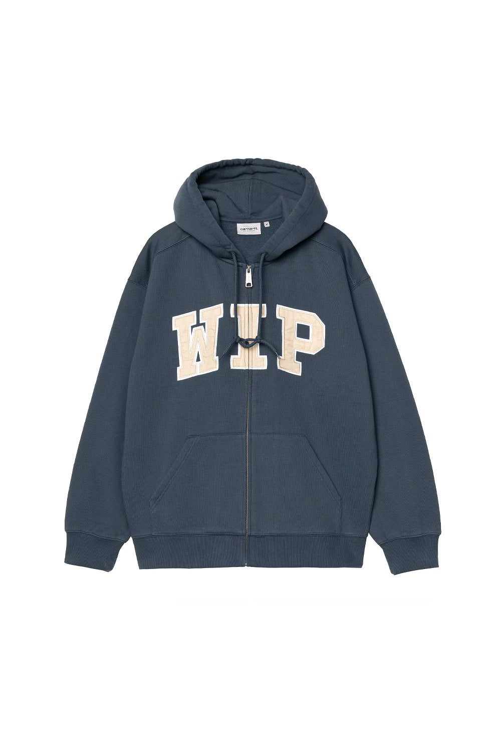 Stylische Carhartt WIP Zip-Hoodie-Jacke in Blau mit gesticktem Logo auf der Brust