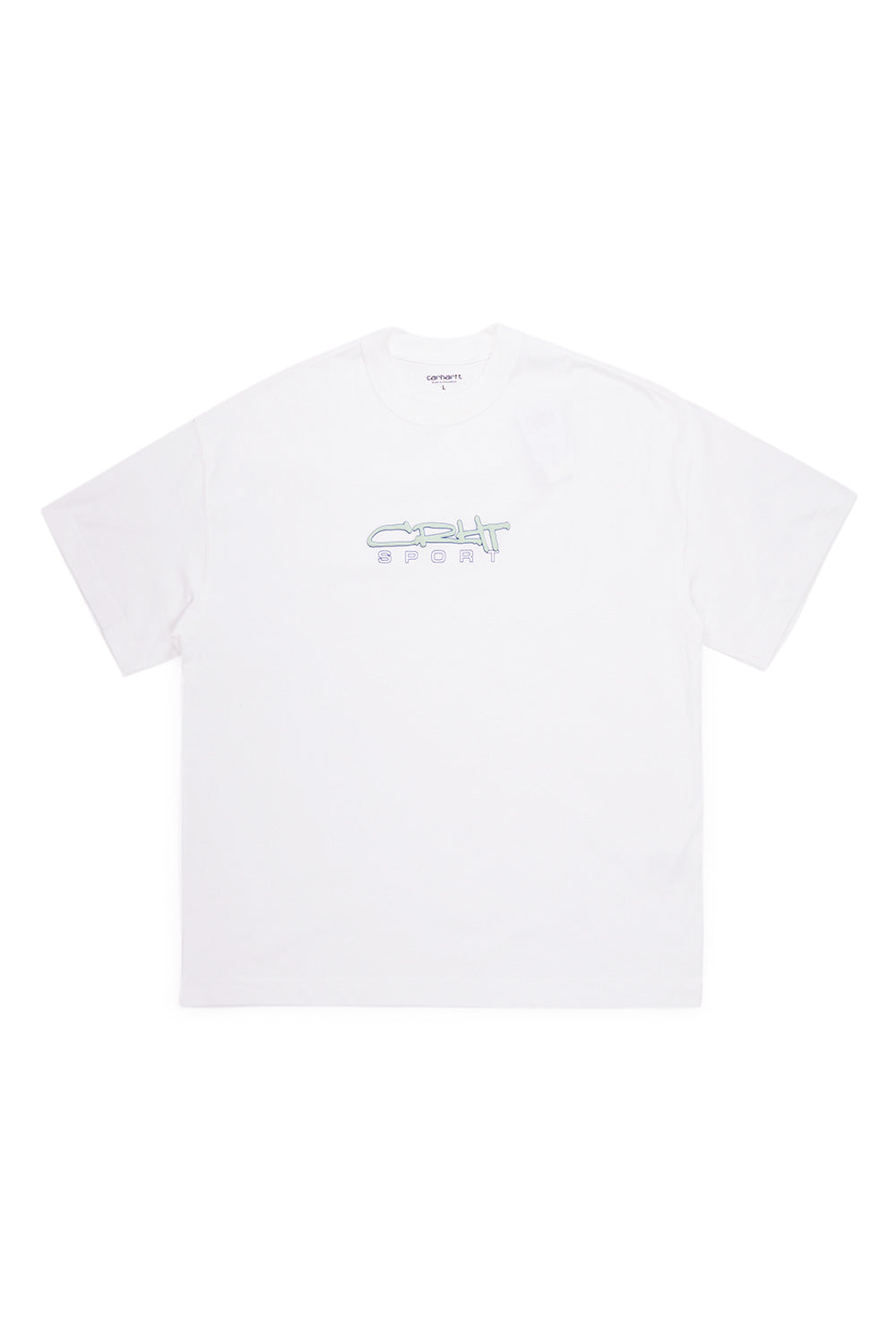 Carhartt WIP Lyntos T-Shirt in Weiß – Locker geschnittenes Herren-T-Shirt aus mittelschwerem Bio-Baumwolljersey mit grafischem Frontprint