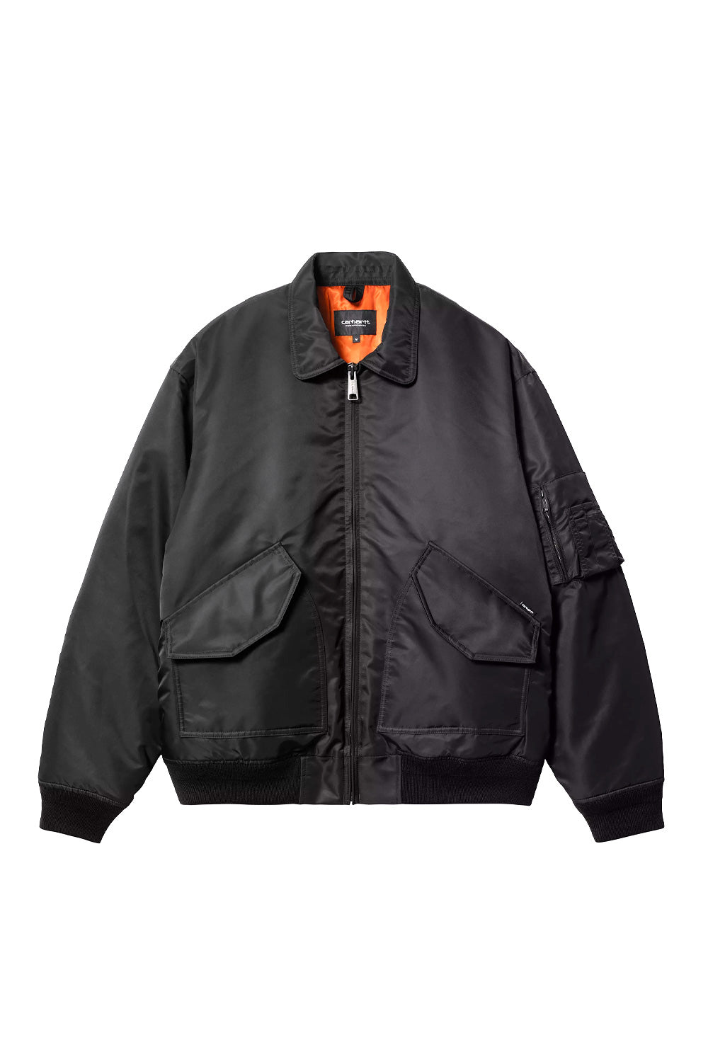 Carhartt WIP Olten Bomber Jacket Black / Turmeric – Stylische Bomberjacke mit schwarz-gelbem Design, wasserabweisendem Material und gestepptem Innenfutter.