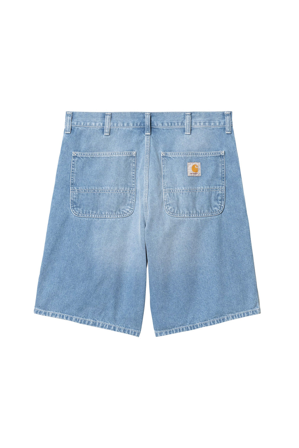 Carhartt WIP Simple Short Blue – Relaxed Fit Denim-Shorts mit mittlerer Bundhöhe aus strapazierfähigem Norco Denim und kontrastierenden weißen Nähten für einen robusten Look.