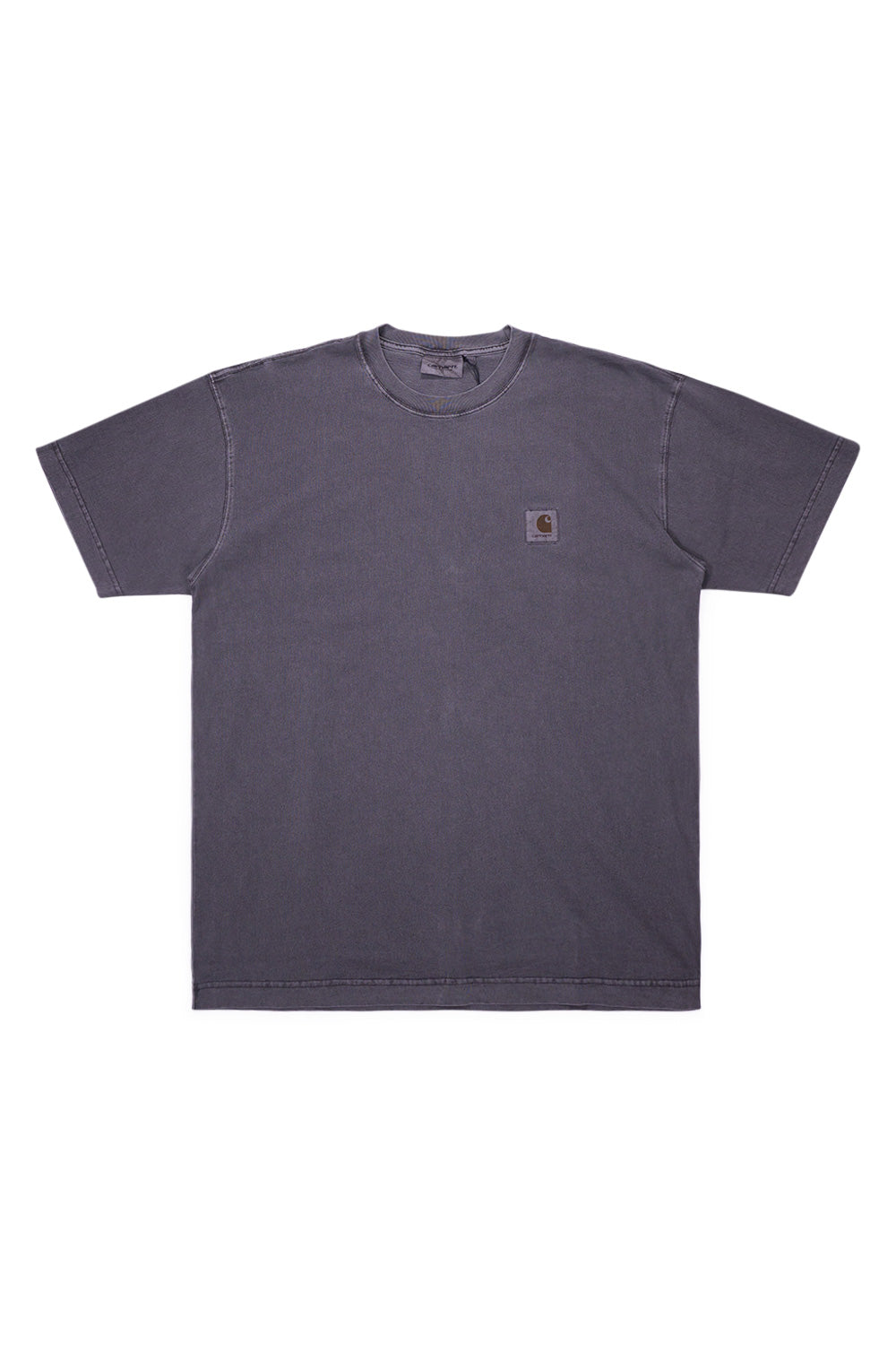 "Vorderansicht des Carhartt WIP Vista T-Shirts in Graphite – minimalistisches Design mit dezentem Carhartt-Logo-Print auf der Brust"
