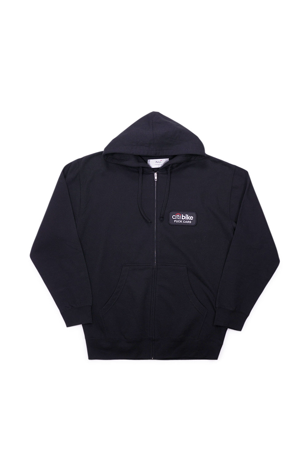 "Citi Bike Boyz Eff Cars Zip Hoodie in Schwarz – coole schwarze Kapuzenjacke mit auffälligem Grafiken-Design und Reißverschluss"