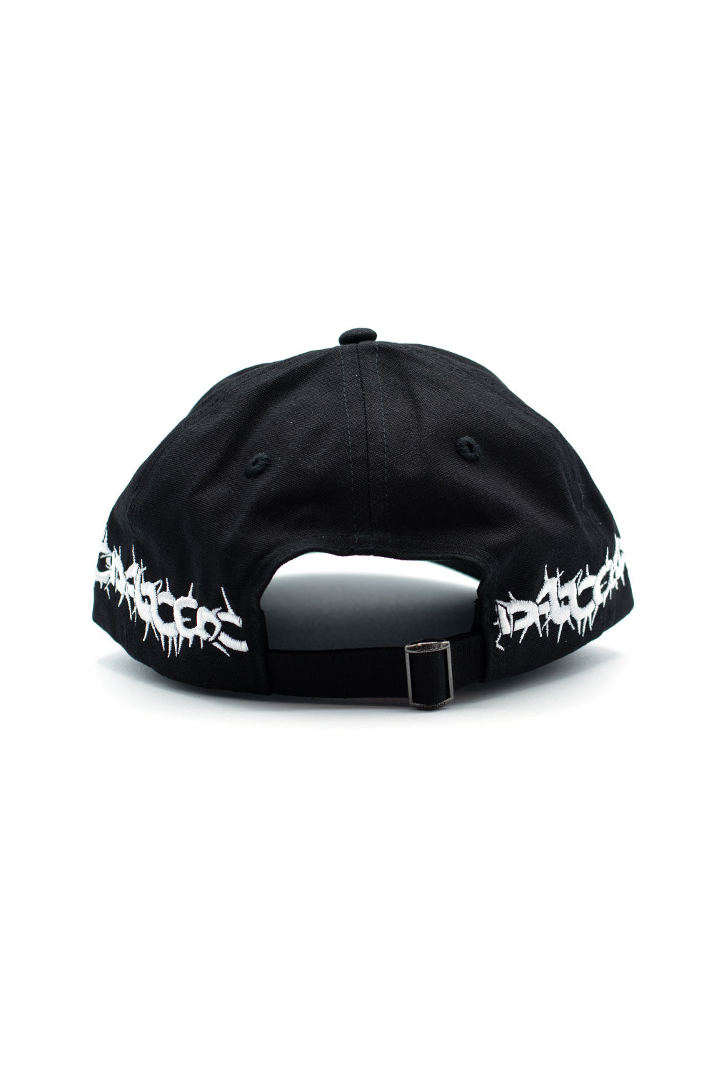 Schwarze Dancer Crown Cap aus 100 % Baumwolle mit gesticktem Dornenkranz-Design, klassischer Dad-Cap-Passform und integriertem Schweißband für maximalen Komfort.
