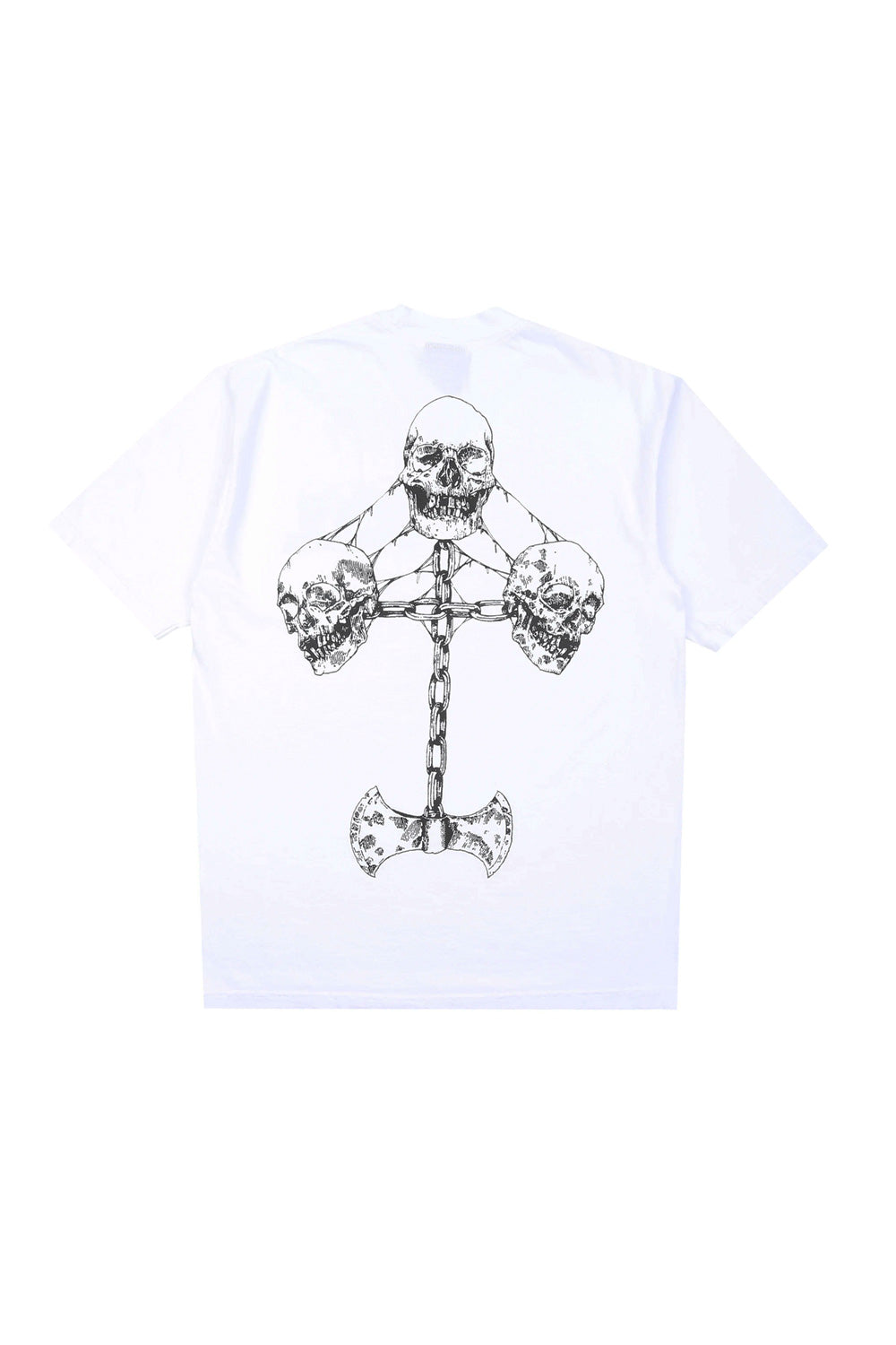 Death Rites Axe Grinder T-Shirt White – Weißes T-Shirt mit auffälligem Axt-Design für einen einzigartigen Metal-Look