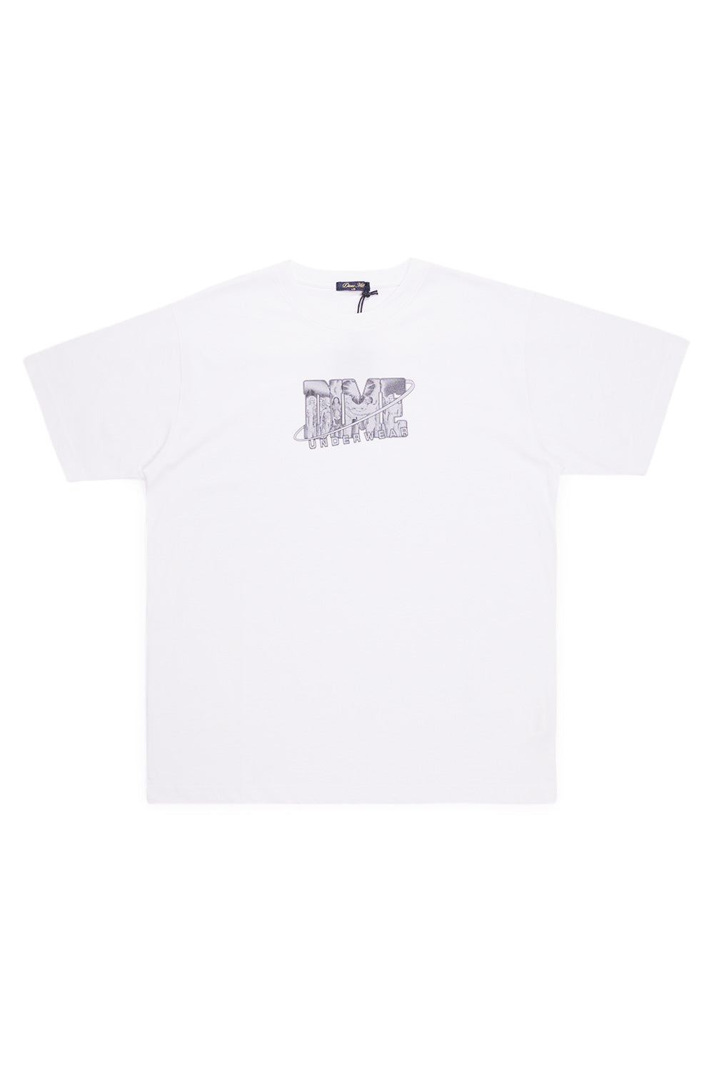 Dime Cosmic T-Shirt White – Weißes Skate-T-Shirt mit kosmischem Grafik-Print auf der Brust