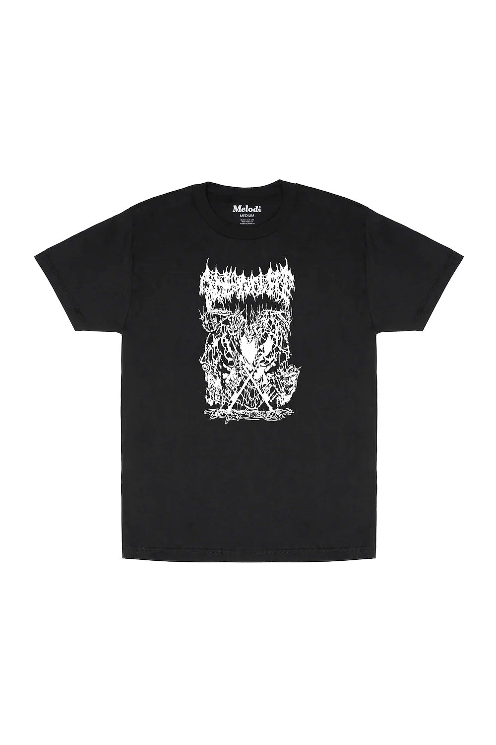 EC Melodi Gruel T-Shirt Black – Schwarzes T-Shirt von EC Melodi mit auffälligem Gruel-Print für einen urbanen und modernen Streetwear-Look